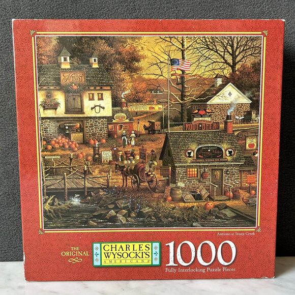 Vintage 1997 Autumn at Stony Creek Charles Wysocki 1000 Piece Puzzle - Complete - Picture 1 of 7